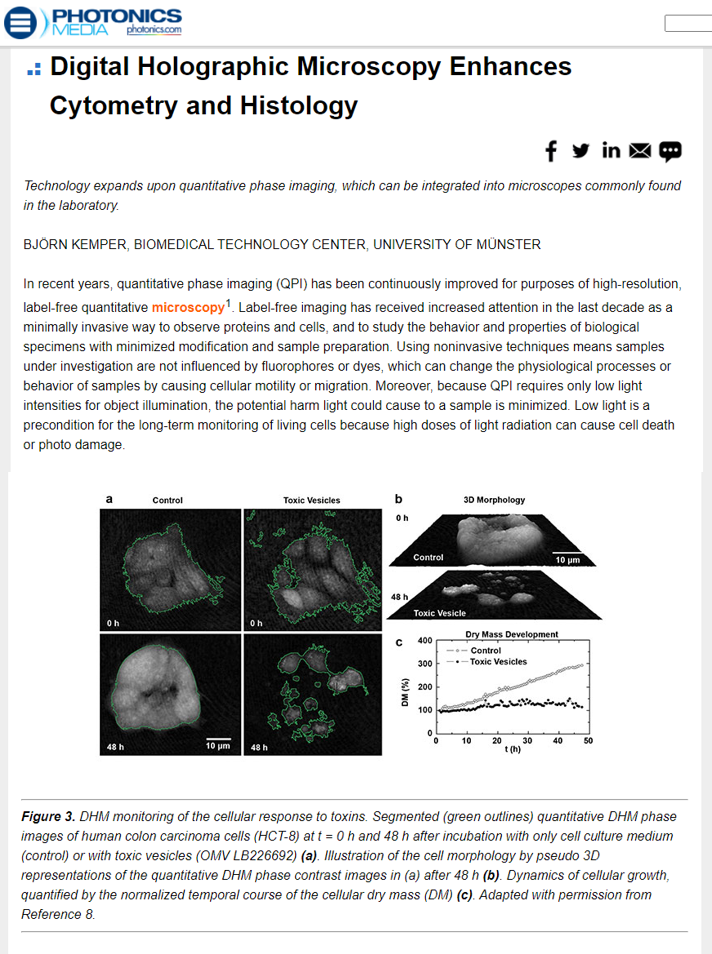 Digital holographic microscopy editorial